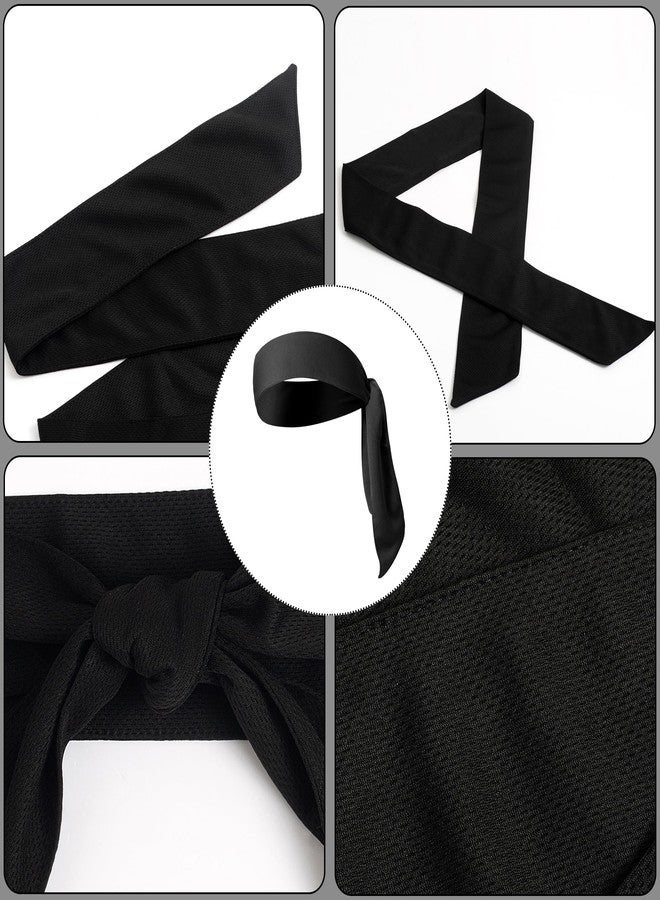 ONEYE 6PCS Tennis Tie Headbands Ninja Tie Back Bandanas Black and Grey Sport Head Ties Solid Hair Band Athletic Sweatbands for Karate Running Basketball Yoga Cycling - Image 4